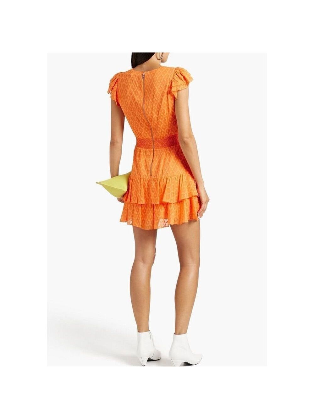 Alice + Olivia Women's Orange Ruffled Tiered Knee Length Dress M - Picture 2 of 6